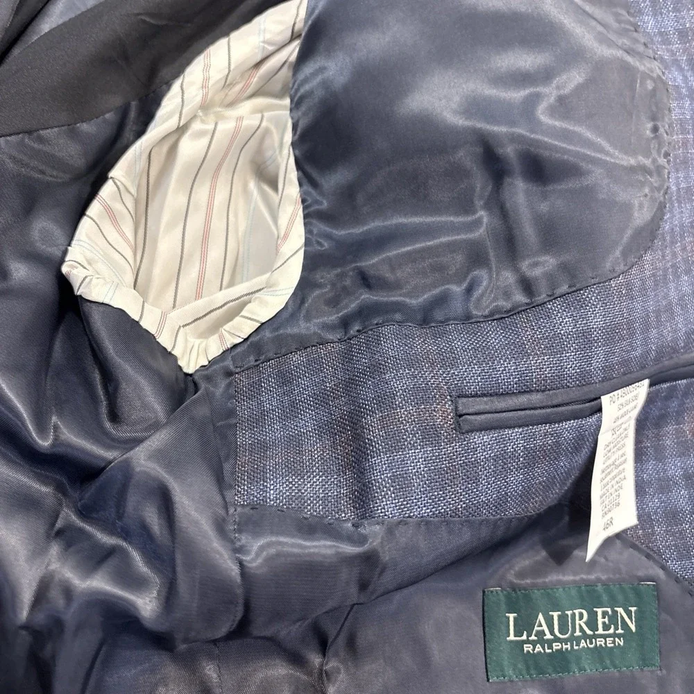 Ralph Lauren Mens Blue Wool 2-Button Single Vent Blazer Jacket 46R